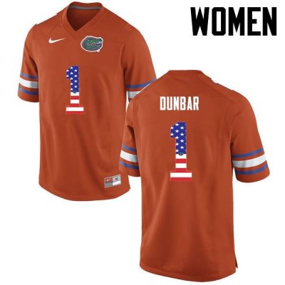 Women's Florida Gators #1 Quinton Dunbar NCAA Nike Orange USA Flag Fashion Authentic Stitched College Football Jersey OGF2762EI